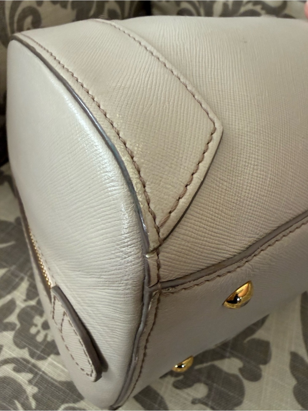 MCM Beige/Taupe Leather Dome Satchel with Gold Hardware - Picture 10 of 16